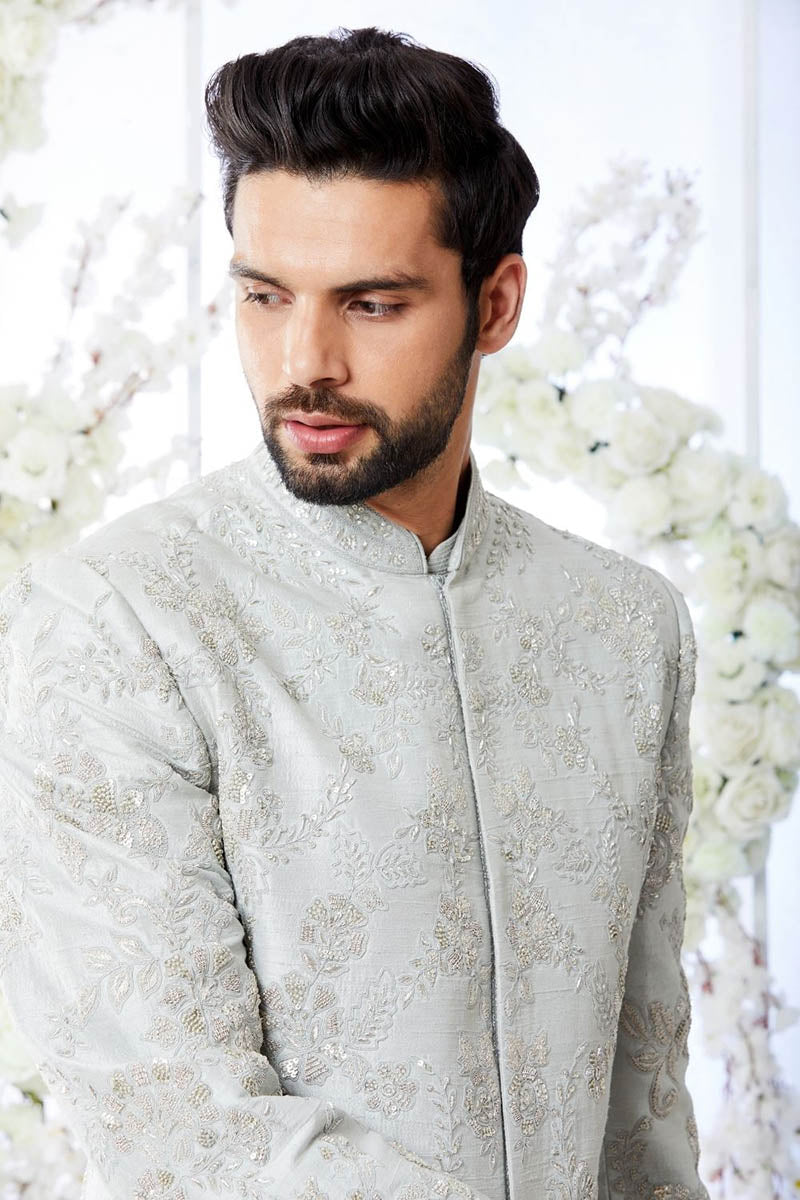 Ocean Grey Kiran Dori Sherwani Set - Ready to Ship