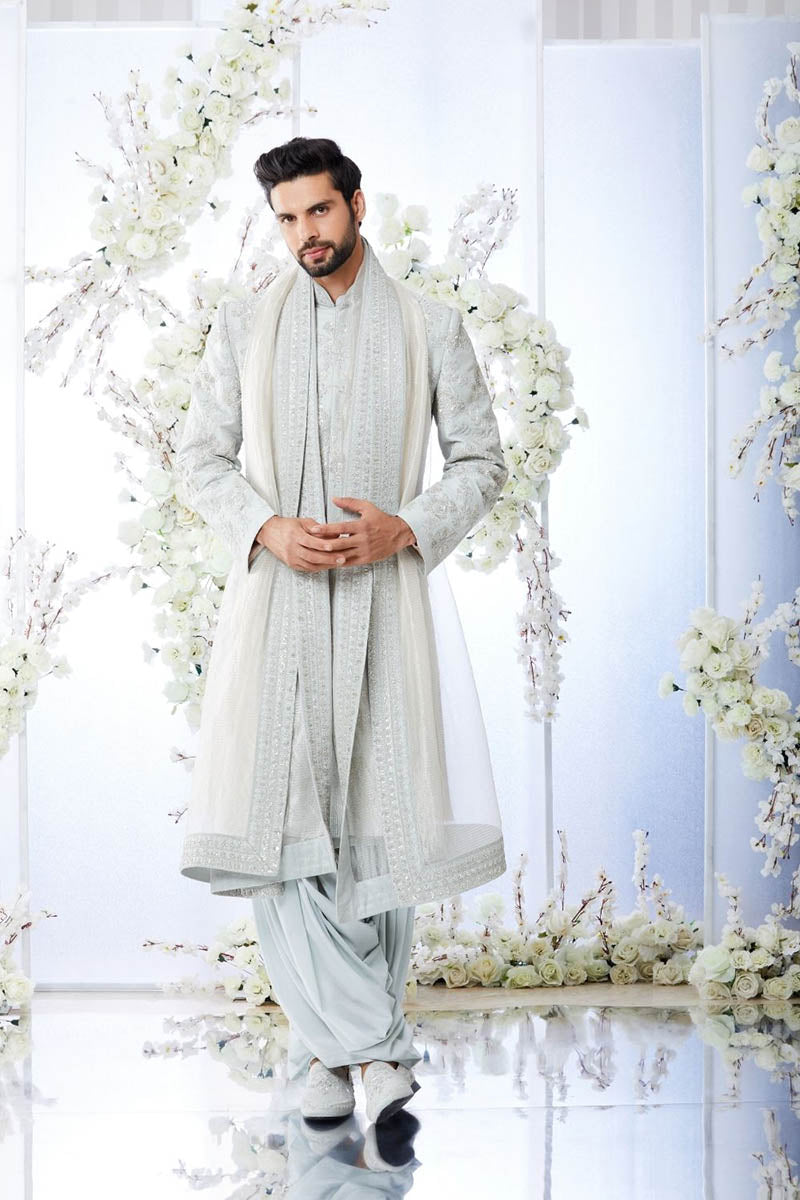 Ocean Grey Kiran Dori Sherwani Set - Ready to Ship