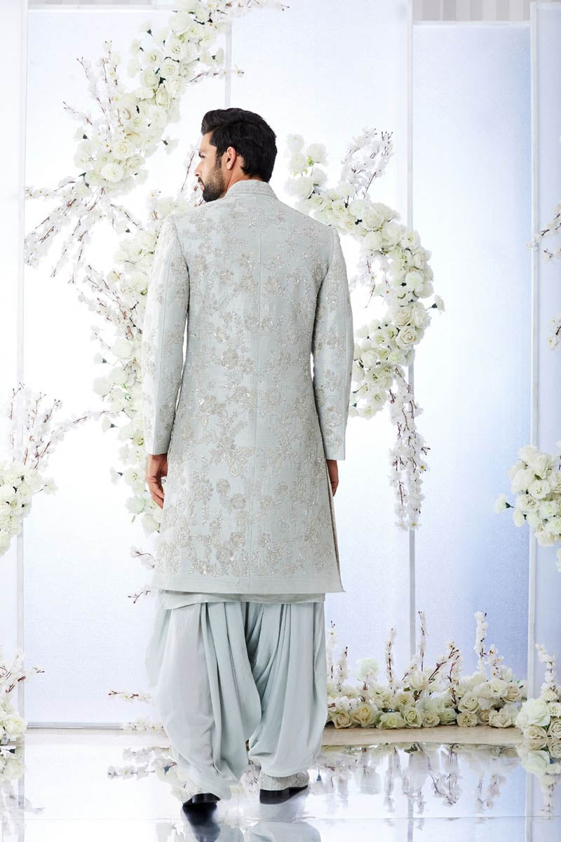 Ocean Grey Kiran Dori Sherwani Set - Ready to Ship