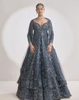 Charcoal Grey Jacket Lehenga Set