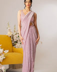 Dusty Rose Draping Saree Set