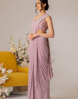 Dusty Rose Draping Saree Set