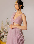 Dusty Rose Draping Saree Set