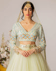 Green Embroidered Lehenga Set