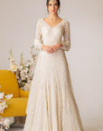 Off White Hip Fitted Gown Set