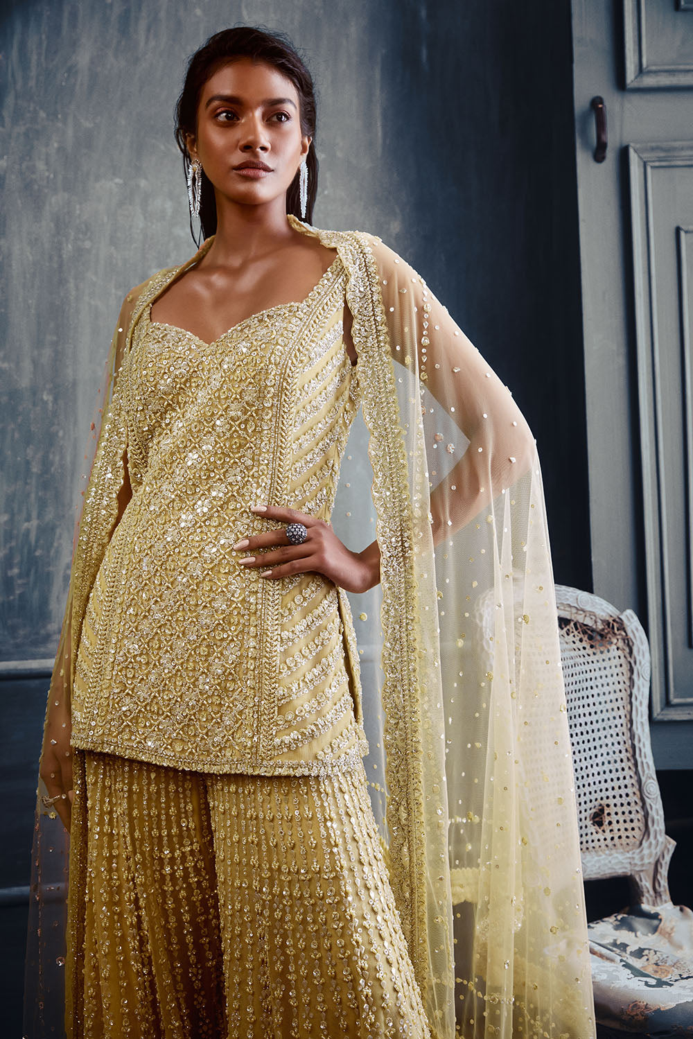 Sunny's Bridal - Seema Gujral - Olive Green Garara Set - Celebrity
